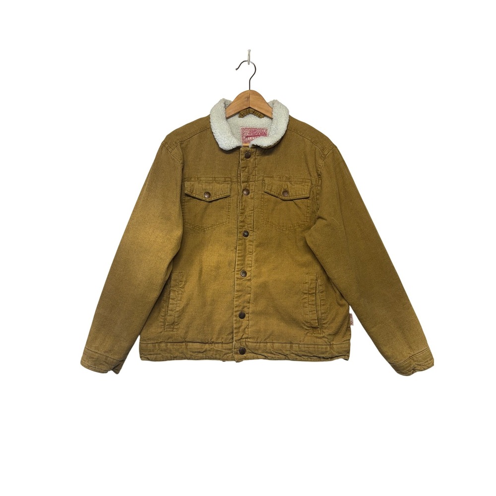 Brooklyn Cloth Mens Corduroy Sherpa Lined Trucker Jacket Mustard Yellow Large‎